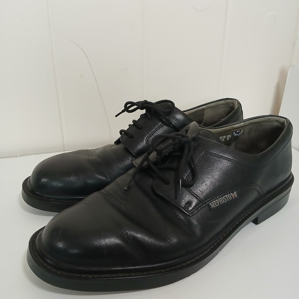 Mephisto Derby Shoes Mens Size 9 Black Leather Lace Up‎ Made in Portugal 01 7271